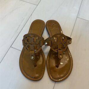 Used Tory Burch Miller Sandals in Tan Patent